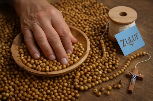 ZULUF 4mm Bethlehem Olive Wood Catholic Rosary Beads (1000pcs) Tiny Very Small Rosary Making Supplies Catholic Small Wooden Loose Beads Holy Land Bracelet Necklace Craft BEAD037