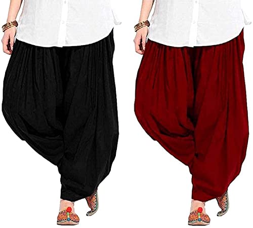 NOBHOB woman's plain cotton patiala salwar combo of 2 (free size) patiala || patiyala || patiala pants || cotton patiala || patiala combo (multicolour)