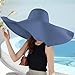 Oversized Beach Straw Hats for Women Extra Large Wide Brim Beach Hat Foldable Roll up Floppy Sun Hat Summer UV Protection (Blue)