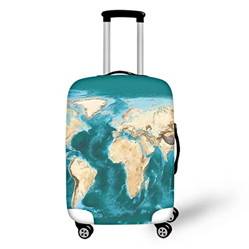 Green Travel Suitcase Protector Personalized Cool Travel Accessories Practical Luggage Covers World Map Print