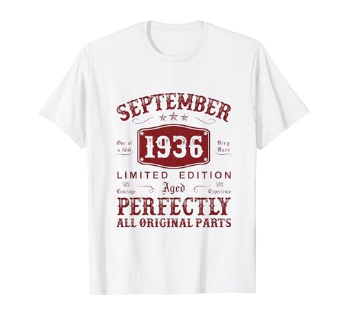 Septiembre 1936 88 Años Cumpleaños Hombre Hecho En 1936 Camiseta