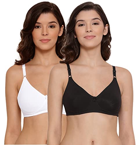 Image of Lyra Women's Moulded Encircled Bra(513) Pack of 2 White & Black,30B