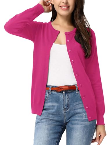 GRACE KARIN Pink Cardigan Sweaters for Women Lightweight Button Down Sweater Jackets Summer Cardigan Fall Outfits XL
