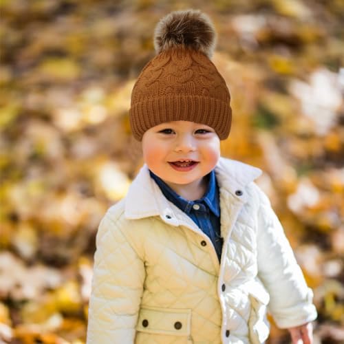 Image of Durio Soft Warm Knitted Baby Hats Caps Cute Cozy Chunky Winter Infant Toddler Baby Beanies for Boys Girls