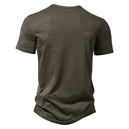 Grajtcin Slim Fit Henley Shirts For Men Short Sleeve Casual Shirts For Men Fashion Henley Tee Top Army Green Xl #TOP2