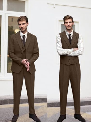 Men's 3 Pieces Suit Retro Slim Fit Suit Wool Tweed Herringbone Business Formal Suit Wedding Party Tuxedos2