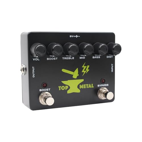 Diydeg Boost Top Metal Guitar Effects Pedal, Tono de Núcleo de Metal Pesado con un Enfoque Medio EQ de 3...