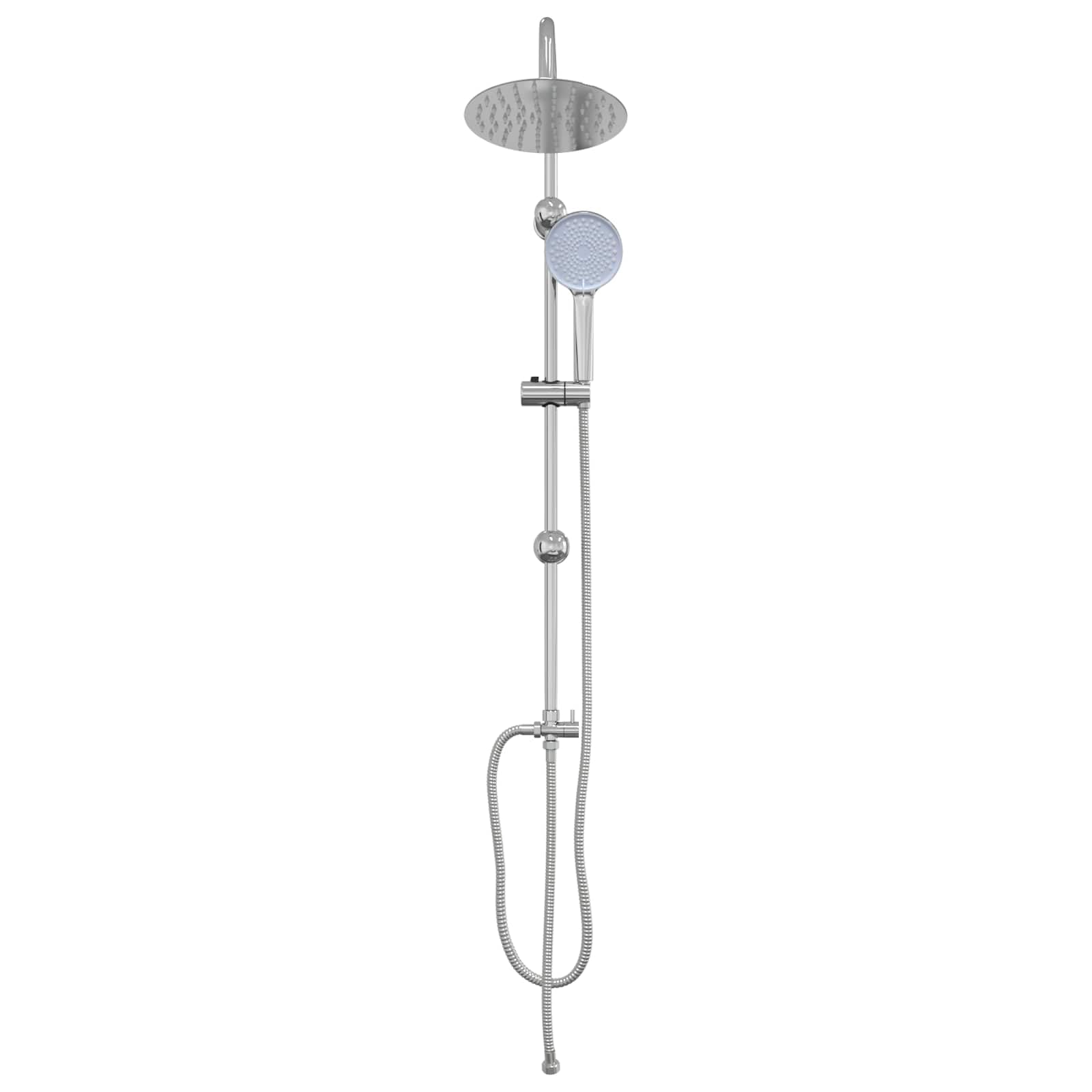 System prysznicowy 2 w 1 ze stali nierdzewnej 47 x 20 x 95 cm, regulowana gałka prysznicowa 360° i nachylenie 15°, prysznic ręczny z 3 ustawieniami przepływu do łazienki