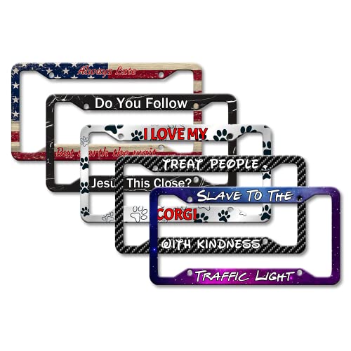 Customized License Plate Frame, Personalized Custom 4 Hole License Plate Frame, Add Your Text Universal License Plate Holder, Metal Chrome Car Plate Frame 6.3X12.2 Inches Usa License Plate Frames #TOP5