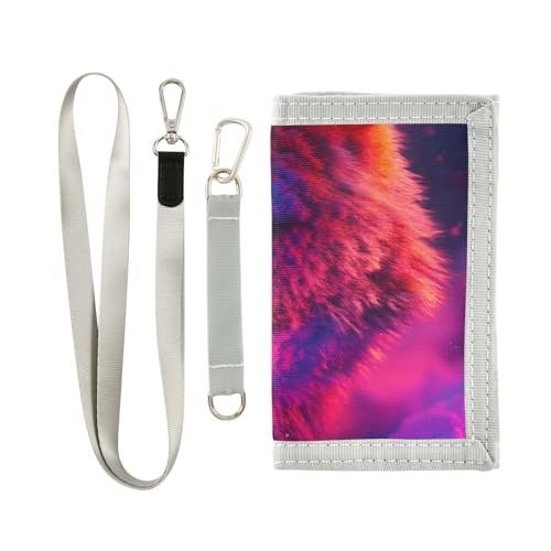 Wolf Starry Colorlight Purple Kids Wallet for Boys Girls Trifold Outdoor Sport Wallets for Children Youth Teen Wallet with Zippered Coin Pockets Card Holders Front Pocket Wallets with Magic Sticker2