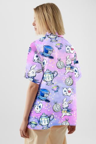 Princess Magical Shirt for Women Mad Tea Party Shirts Magic Hawaiian T-Shirt Fairy Tale Vacation Button up Tops4
