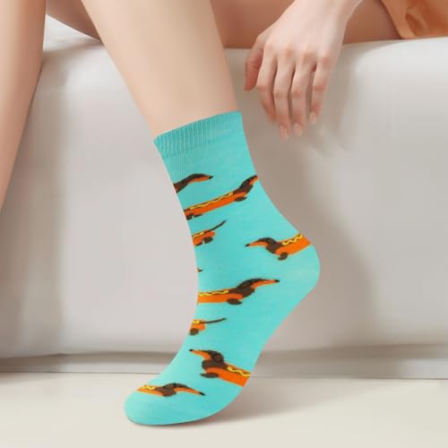 1 Paar Dackel Socken Lustige Socken für Männer und Frauen Dackel Geschenk Lustig Design Baumwolle Socke Casual Mode Atmungsaktiv Witzig Bunt Unisex Einheitsgröße