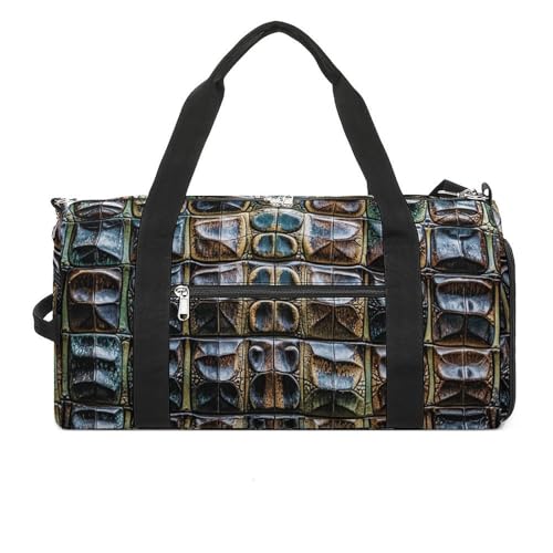Gym Bag for Men Women Travel Duffle Bag Crocodile Skin Carry On Weekender Bag with Shoe Compartment