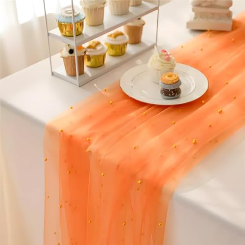 Orange Table Runner, Autumn Table Cloth, Cheese Cloth Table Runners for Fall Decor, 75x300 Cm Orange Sheer Table Runner for Birthday Party, Holiday Dining Table Decor, Seasonal Home Decoration - Cosy Home Interiors Orange Table Runner, Autumn Table Cloth, Cheese Cloth Table Runners for Fall Decor, 75x300 Cm Orange Sheer Table Runner for Birthday Party, Holiday Dining Table Decor, Seasonal Home Decoration - Image 5