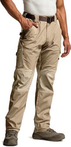 Image of CQR Men's Quick Dry Work Pants, Water Resistant Outdoor Tactical Pants, Lightweight Stretch Cargo Hiking Pants