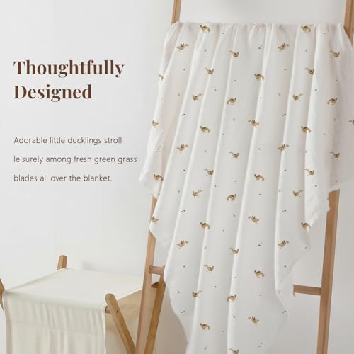Image of POMISO Muslin Swaddle Blankets for Boys & Girls, Newborn Receiving Blankets, 4 Pack Soft Breathable Baby Swaddles, Large 47x47 Inches, Adorable Ducklings