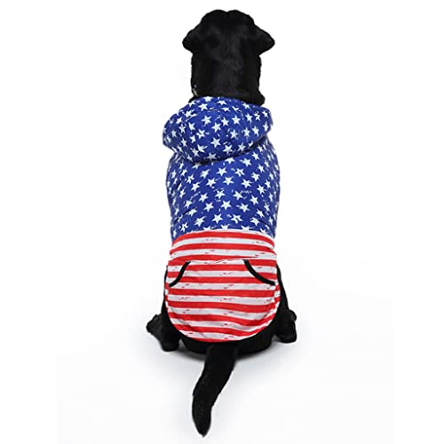 Ornaous American Flag Dog Winter Coat with Harness/Leash Hole，Waterproof Pet Fleece Jacket Warm Hoodie for Cold Snow Weather (S Size)