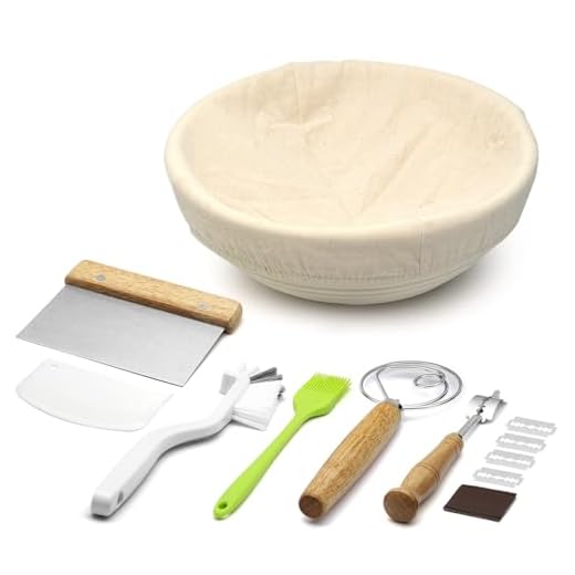 Komlyar Banneton Bread Proofing Basket, 9 inch Round Sourdough Starter Kit for Baking Fermentation, Bread Making Supplies Tools Set, Sourdough Bread Baking Supplies Accessories, Rattan Basket Gift Set