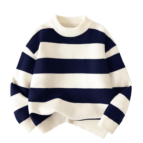 LittleSpring Girls Boys Striped Sweaters Loose Fit Long Sleeve Knit Pullover 4-12 Years