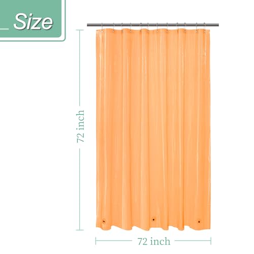 Image of Mrs Awesome Clear Orange Shower Curtain Liner with 3 Magnets, 72x72 Premium Flexible Sturdy Plastic Shower Curtain for Bathroom Lightweight & Waterproof, Clear Orange