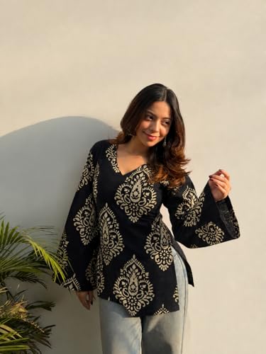 Image of ANNI Designer Cotton Short Kurti for Women | Stylish Kurti | Short Kurti Top | Casual Kurta for Women | Comfortable Cotton Kurtis for Womens