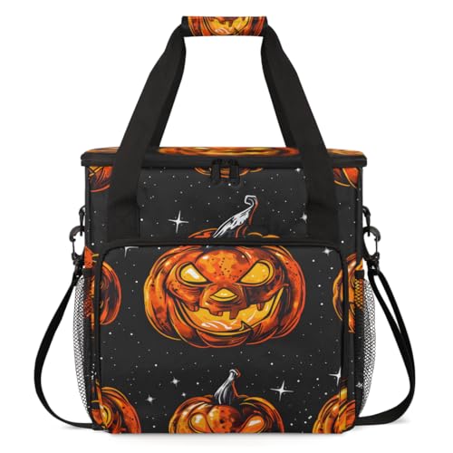 Cartoon Pumpkin Coffee Maker Carrying Bag, Retro Pumpkin Travel Storage Bag Compatible with K-Mini or K-Mini Plus, Single Serve Coffee Brewer Carrying Case with Multiple Pockets & Shoulder Strap