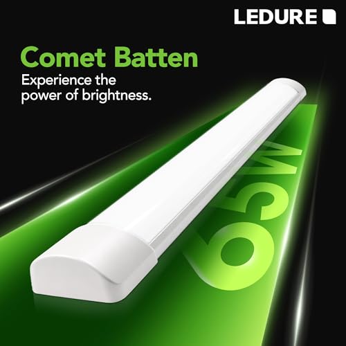 Image of LEDURE Comet 65W LED Batten 4 Feet | Pack of 20 | 6500 Lumens | 65W Tubelight Equivalent | Cool White 6500K | Wall Ceiling Tubelight for Home, Warehouse, Industrial & Commercial Spaces