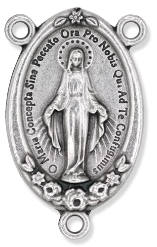 Bulk Pack of 2 Extra Large Miraculous Medal Rosary Center Connector - 1 3 4  Made in Italy