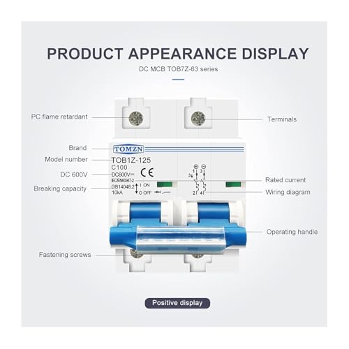 Interruptor principal de batería DC MCB 125A para proteger inversores y paneles 4