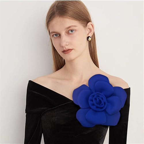 Image of Chunky Fabric Flower Brooch Pin for Women Girls Fashion Dainty Layered Rose Camellia Flowers Corsage Boutonniere Brooches Lapel Pins Elegant Wedding Holiday Party Dress Accessories Jewelry