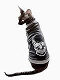 Kotomoda Sphynx Katzen-T-Shirt Stickerei Silber Totenkopf #2 (L)