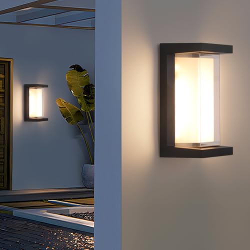 Image of Outdoor Lights for House 24W Exterior Lighting Fixtures 3-Color Adjustable 2200LM IP65 Waterproof Aluminum Exterior Wall Light Compatible with Dimmers for Patio, Yard, Back Yard 2 Pack