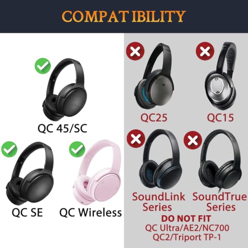 Image of SOULWIT Earpads for Bose (QC45 /QC SE /QC Wireless) - Petal Pink | for (QuietComfort 45 /Quiet Comfort SE /Quiet Comfort Wireless) Over-Ear Headphones