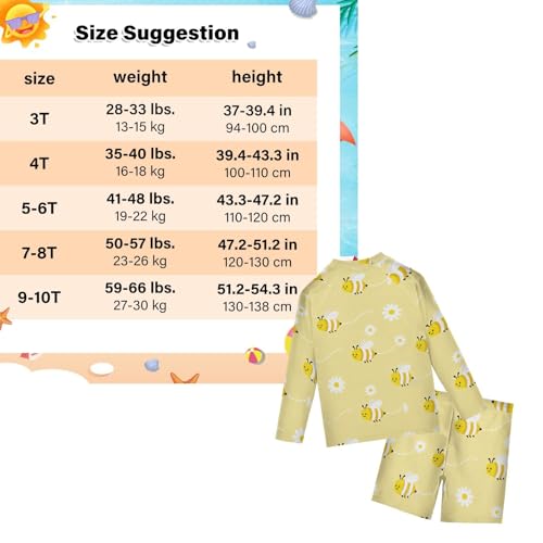 Traje de baño contra quemaduras solares niños Bumble Bees conjunto de manga larga con protección UV 3