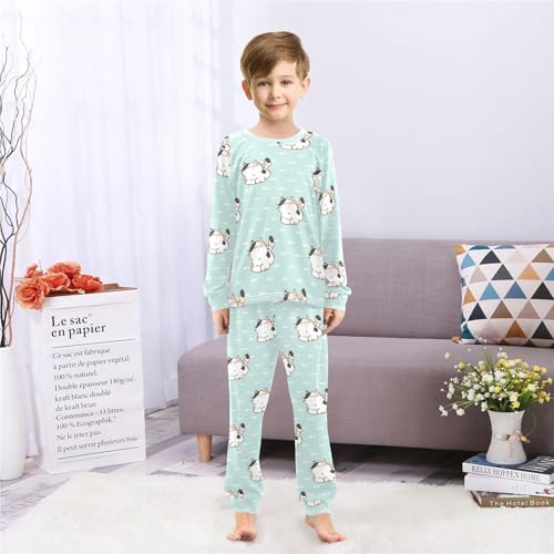 Cute Cats Pattern Soft Pajama Set for All Seasons,Breathable Pjs Long Sleeve Sleepwear,Comfy Loungewear 2 Piece Underwear Set 3T4