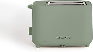 CREATE /TOAST STUDIO/Sage Green Toaster / 6 Power Levels, Crumb Tray, Thermostat, Defrost, Warming, Security System, 750W