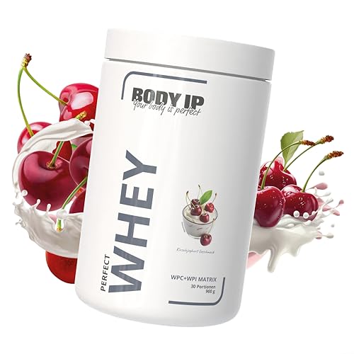 BODY IP Perfect Whey Protein Pulver | Kirsch-Joghurt | Eiweißpulver für Protein Shake & Muskelaufbau | hoher BCAA Anteil | 30 Portionen | Whey Isolat & Konzentrat | hoher Eiweißgehalt | 900g