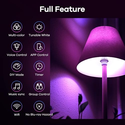 Linkind Matter Smart RGBTW Bulb, E27 Smart Bulb, Smart LED Light Bulbs Screw, 9W, 806lm, Smart Led Bulb with Music Sync,Works with Apple Home/Siri/Google Home/Alexa/SmartThings, 2 Pack - Image 3