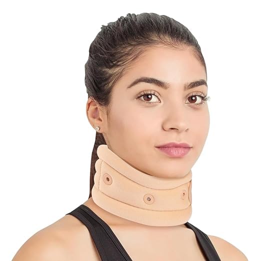 Cervical Collar with High Density Foam | Adjustable Neck Support Brace for Pain Relief, Spine Alignment &amp; Comfort | Medical Orthopedic Cervical Support (Beige, L)