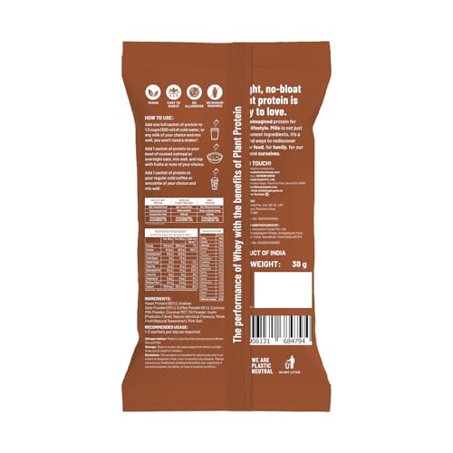 Image of Mille Plant Protein | 25g Protein /Scoop | Coffee Hazelnut Trial Pack of 3 | Made with Fermented Yeast Protein Powder | No Bloat Vegan Heat-Stable | Mixes into Any Dish | 38g Trial Pack x 3