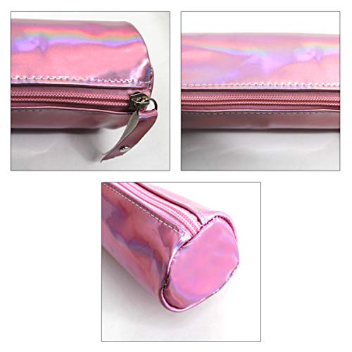 Image of Aisa Pencil Case Holographic Zipper Pen Bags Cosmetics Bags Color Pink