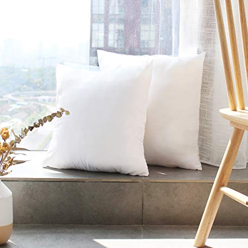 HIPPIH 2 Pack 18 x 18 Pillow Inserts, Decorative 45x45cm Pillow Insert, Square Pillow Form Insert for Sofa, Bed, Couch