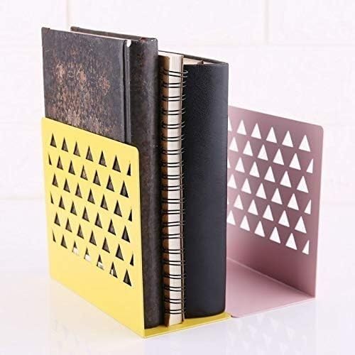 Serre-livres en métal creux gris clair pour étagère et organisateur de bureau