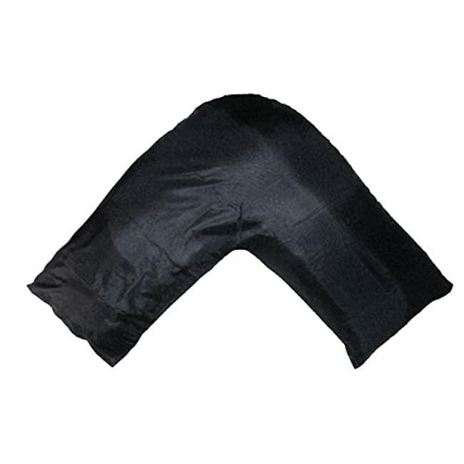 TAOSON Silky Soft Satin Soild Envelope Style V Shaped/Tri/Boomerang Pillow Cover Pillowcase Pillow Protector Cushion Cover Non Zippered Only Cover No Insert (Black)