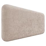 DHOME Cabecero Tapizado Liso Redondeado Lana Ecológica para Pared Acústicos Cabeceros Absorbentes Cabezal Cama Dormitorio (Beige, 80cm)