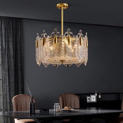 Hauteur réglable pour ce lustre en verre adaptable aux plafonds bas