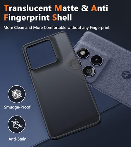 Image of FNTCASE for Motorola Edge-2025 Translucent Case: Matte Textured Military Grade Drop Protection Cell Phone Cover - Slim Rugged Durable Shockproof Protective Bumper Phonecase(6.6 inch /Black)
