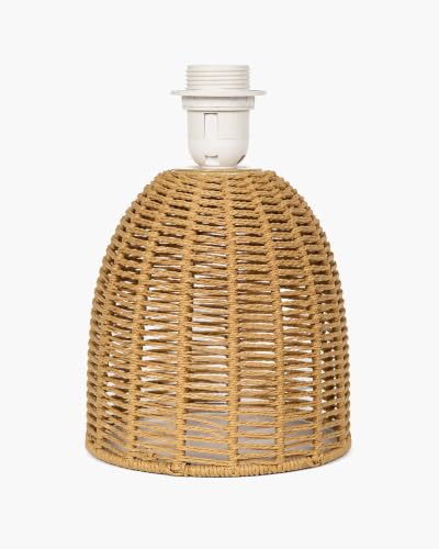 Image of Homesake Handwoven Rattan Table Lamp with Aipan Art Printed Fabric Shade, Decorative Raffia Oval Bedside Lamp, Boho Cane Table Lamp with E27 Holder, Living Room & Bedroom Home Decor