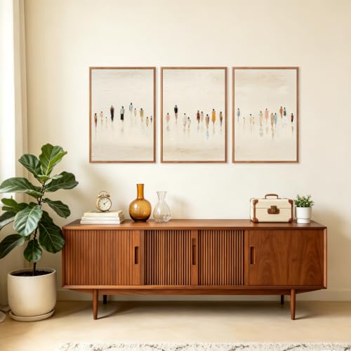 Image of CHDITB 3D Textured Crowd Figure Wall Art,Neutral Silhouette People Decor