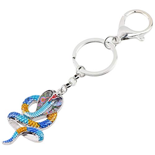 WEVENI Enamel Alloy King Cobra Keychain Snake Key Ring Fashion Jewelry For Women Girls Car Wallet Bag Charms3